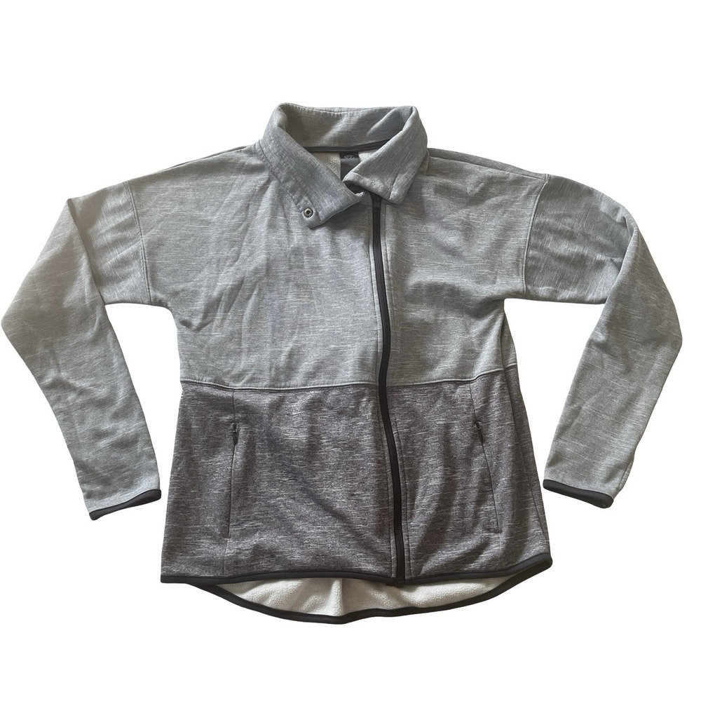 Champion‎ Women's Size S Gray Sweatshirt Asymmetric Zip Mock Neck Colorblock